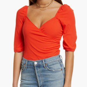 Open Edit Sweetheart Neck Ribbed Top